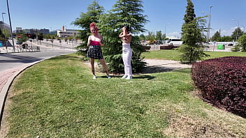 OUTDOOR NUDITY TWO BITCHES TIT FLASHING STRANGERS