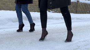 High Heels on Very Slippery Ice, High Heels on Ice Comparison