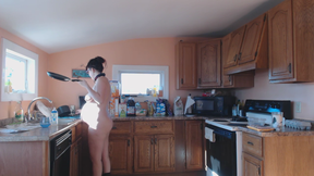 Pregnant Sub Cooks Breakfast NAKED