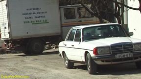 Crazy bbw girl peeing on the street