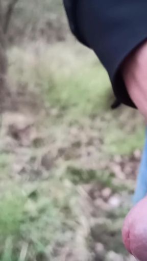 Someone Can See Me! Cum and Pee Outdoors