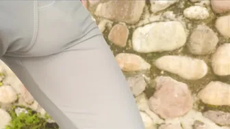 Skinny American guy freeballing in lycra with a huge public bulge