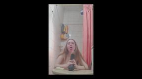 Huge Dildo Vs Petite with Glasses