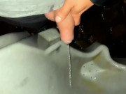 Teen pisses at unusual outdoor urinal