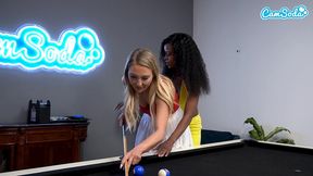 interracial milfs with big tits & asses fuck on the billiard table
