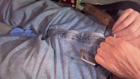 Pants Down CUM on my Thigh
