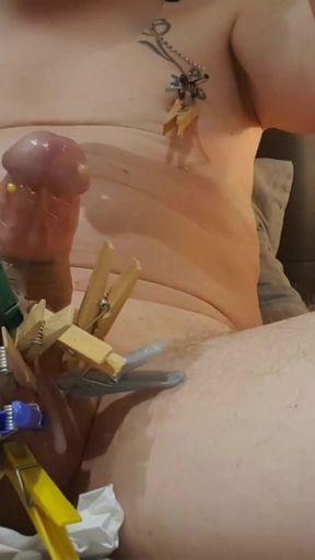 Emotional moment from "CBT SM needles and clothespins cock and nipples with cumshot cumshot"