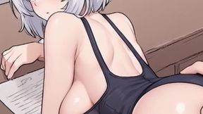 Waifu Amateur Teen POV - Office Swimwear Tease &amp; Close-Up Boss Blowjob