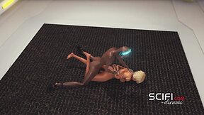 Sci-fi passion. 3d ebony sexy dickgirl fucks young blond