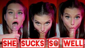 Anime girl in school uniform sucking dick