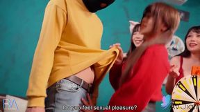 Busty brunette gets her tiny tats inked in a hot Chinese orgy