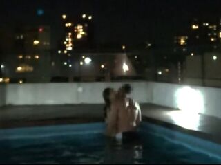 The water wasn't sufficiently to put out the fire, so we had sex in the pool. ( my 1st time in a pool )