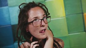 Tiny tattooed beauty inverted, tied in public Shibari, raw desire exposed