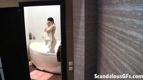 ”Rebecca rainbow showers & teases us”