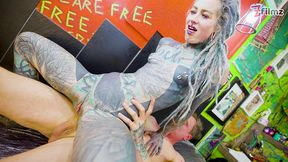 pornstar tattoo artist gets assfucked from customer - hard anal, atm, facial cumshoot