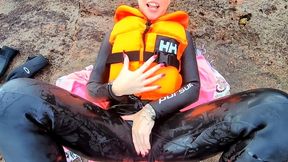 Wetsuit JOI with Life Jacket & Bondage – Outdoor Masturbation Fantasy WMV
