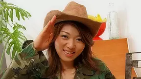 Seira Rando in Japanese army Chick Seira Rando enjoys a cock rodeo - AviDolz