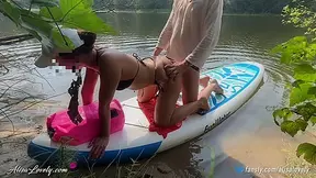 Horny Brunette Sucks Dick And Fucks Doggystyle On The Bank Of The Outdoor River