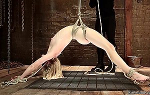 Blonde lesbian caned on hogtie