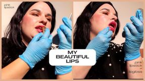 My beautiful lips: Pink lipstick and clear lipgloss