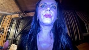 dominant vampire joi in black leather. gooning, spit play and obedience