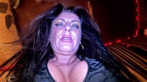 dominant vampire joi in black leather. gooning, spit play and obedience