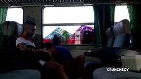 Webcam secret in a  train, two boys fucking raw