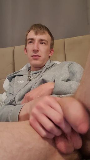 Skinny Lad Messing with Floppy Cock