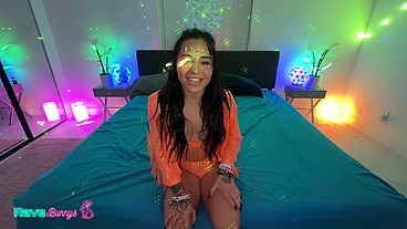 Curvy Brunette Rave Bunny Fitbadonk Brings Chaos To Brian’s Neon Den!