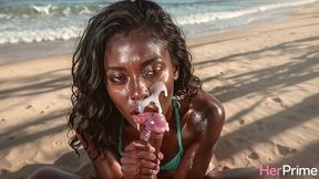 black mommy let me fuck her right on the beach [ai]
