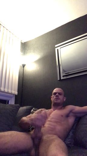 Scally Strip &amp; Wank: Peelin' Off Vest to Reveal Shredded Six Pack, Strokin' Big Uncut Cock Till Explosive Load   Clip 1