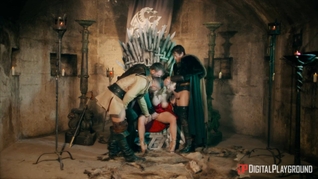 Three Knights Take Turns Banging the Queen
