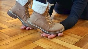 Winter Boot Crush: Full Weight Trampling on My Slave s Hand (fhd)