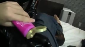 Sultry Japanese Brunette Gagging on Latex