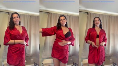 Modeling my red sexy satin robe