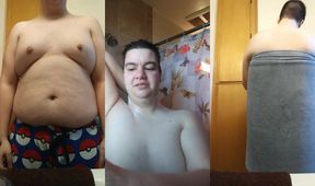 Chubby FTM Trans Shower Tease Gushes Cum Dripping Wild