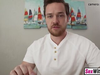 Latina MILF stepsister blows and fuck stepbro during online class