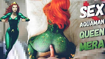 Queen Mera cosplay fucking hard with Aquaman, blowjob, doggy, cum on belly SA083