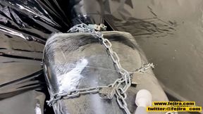 Fejira com  Multi-layer Zentai, chains wrapped mummy bondage orgasm