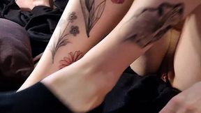 Black ankle socks feet worship - Tattooed pale chick with fat pussy shows her feet