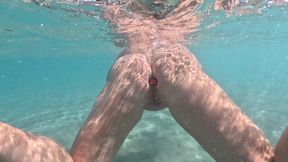 Naked MILF Swimming with Anal Plug Underwater