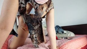 Amateur wife enjoys tearing clothes while trying them on