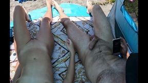 Some People - Jerking Off On The Public Nude Beach. People See Us. Some Came Closer For A Better View
