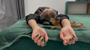 Plays with the hands and feet of a real doll (custom video) (sniffs hands and feet)