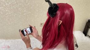 Halloween cosplay anal fuck with gaint dildo and cumshot