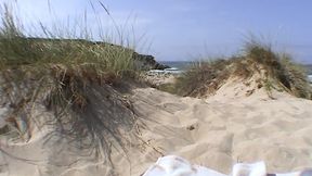 Blonde nympho fucks on beach