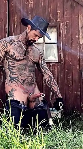 Cowboy Jerk off, I shoot my load.   Clip 1