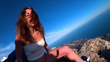 Risky Public fuck on a cliff. Amateur Mia Bandini