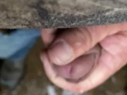 Little dick pissing in the rain