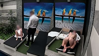 I undress in front of the hotel waiter, he agrees to eat my tight pussy and I give him a blowjob until he cums in my mouth